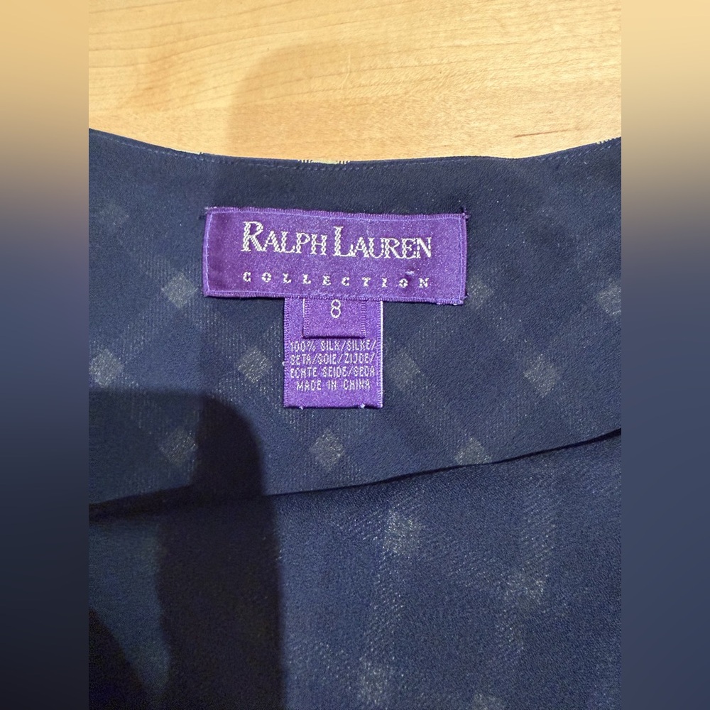 Ralph Lauren Collection Purple Label 100% Silk Slip Checked Midi Dress - Picture 3 of 3